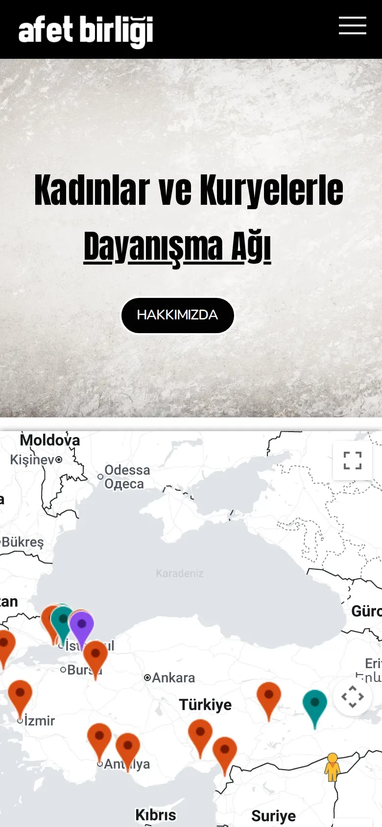 Afet Birliği mobil görünüm
